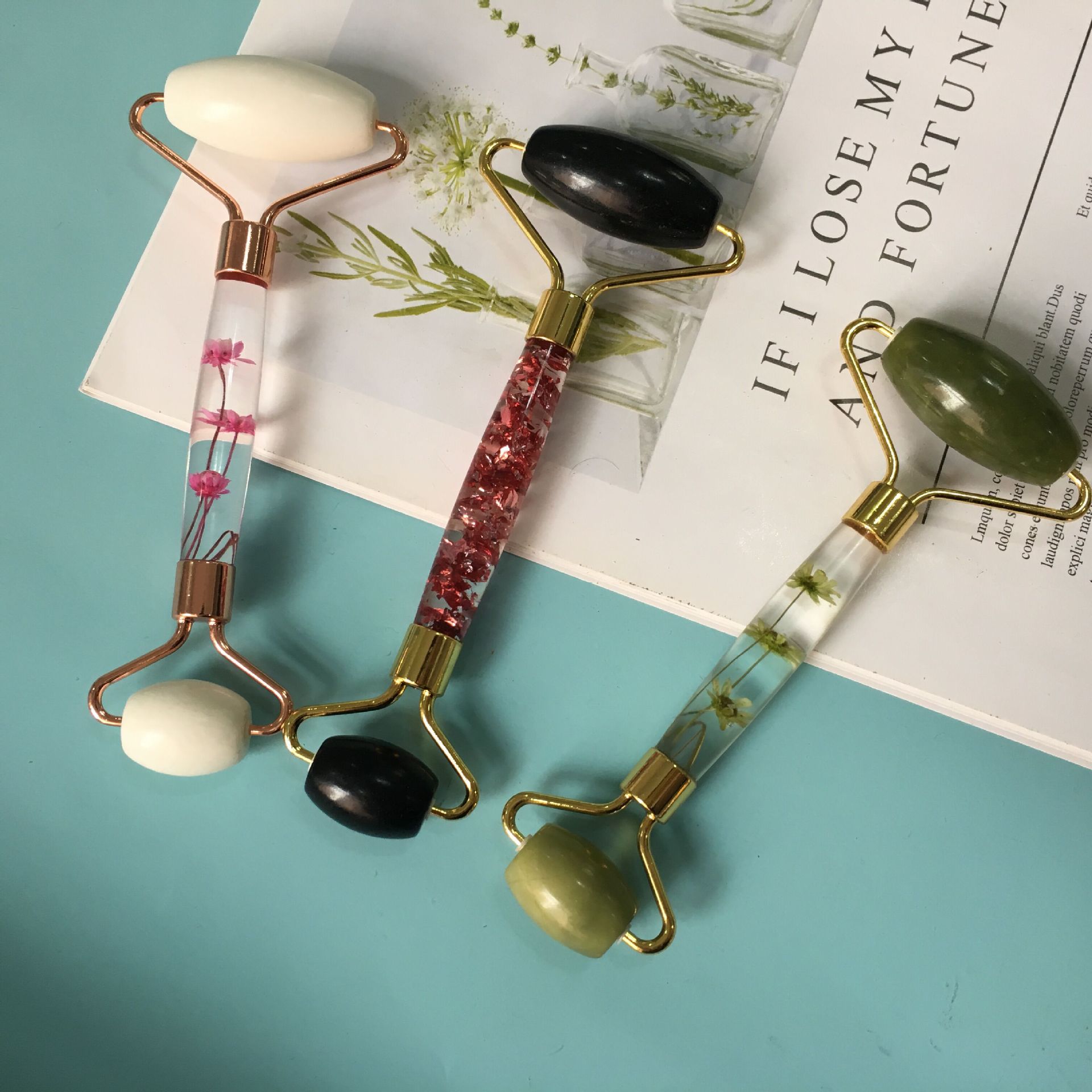 Rouleau Masseur Visage Double Effet Jade — Ritual Beauté Asiatique — 3 Coloris