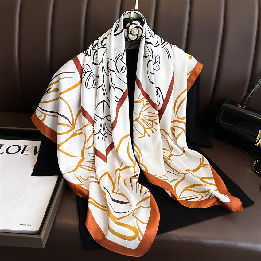 Foulard Carré Imprimé Style Thaï — 90x90cm — Doux, Léger & Élégant