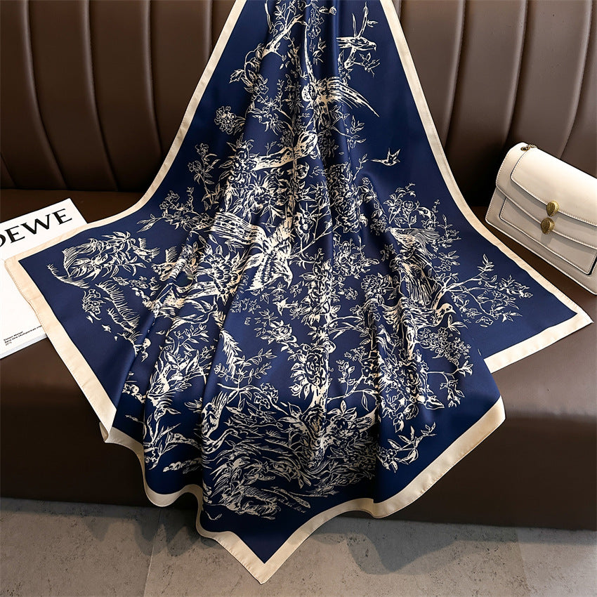 Foulard Carré Imprimé Style Thaï — 90x90cm — Doux, Léger & Élégant