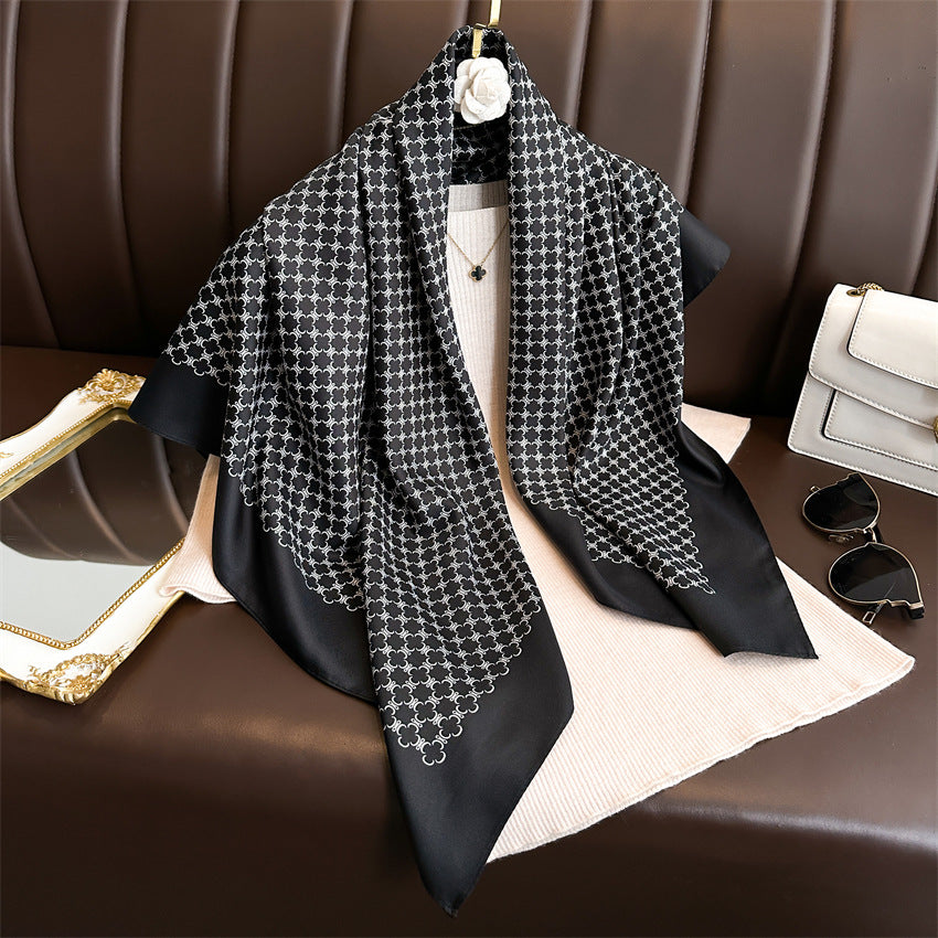 Foulard Carré Imprimé Style Thaï — 90x90cm — Doux, Léger & Élégant