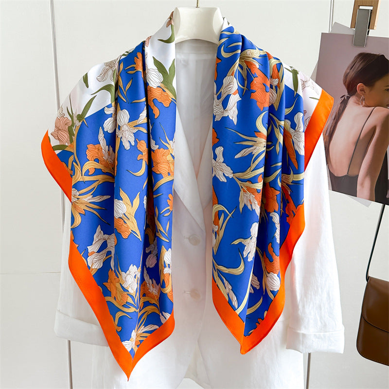 Foulard Carré Imprimé Style Thaï — 90x90cm — Doux, Léger & Élégant