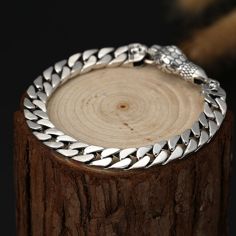Bracelet Argent 925 Thaï — Tête de Serpent