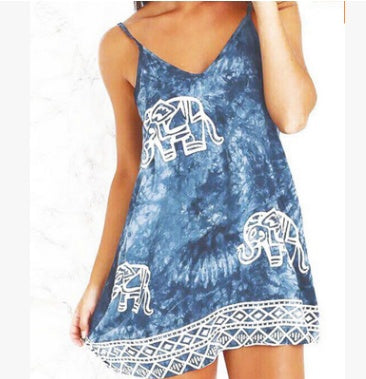 Robe Tie Dye Éléphant Thaïlandais — Style Bohème — Tailles S & M