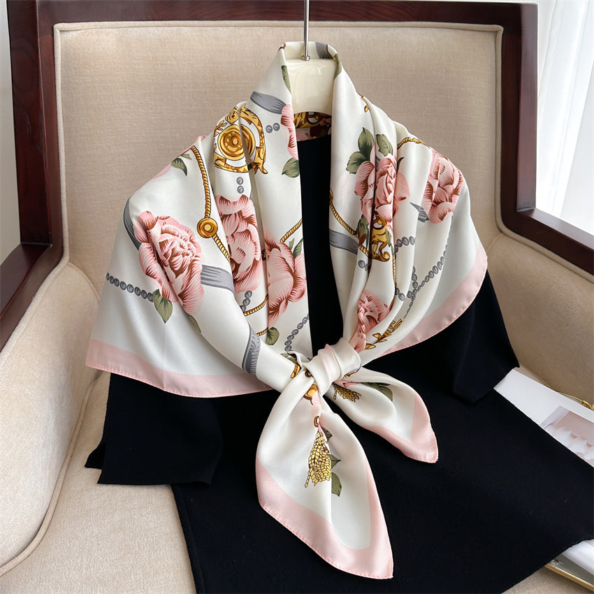 Foulard Carré Imprimé Style Thaï — 90x90cm — Doux, Léger & Élégant