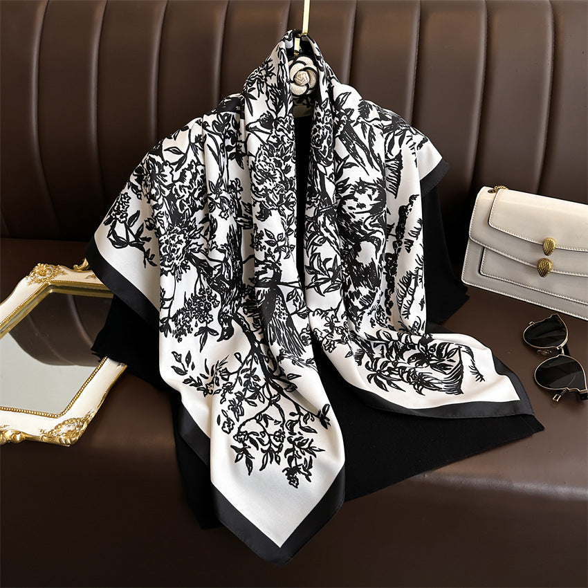 Foulard Carré Imprimé Style Thaï — 90x90cm — Doux, Léger & Élégant