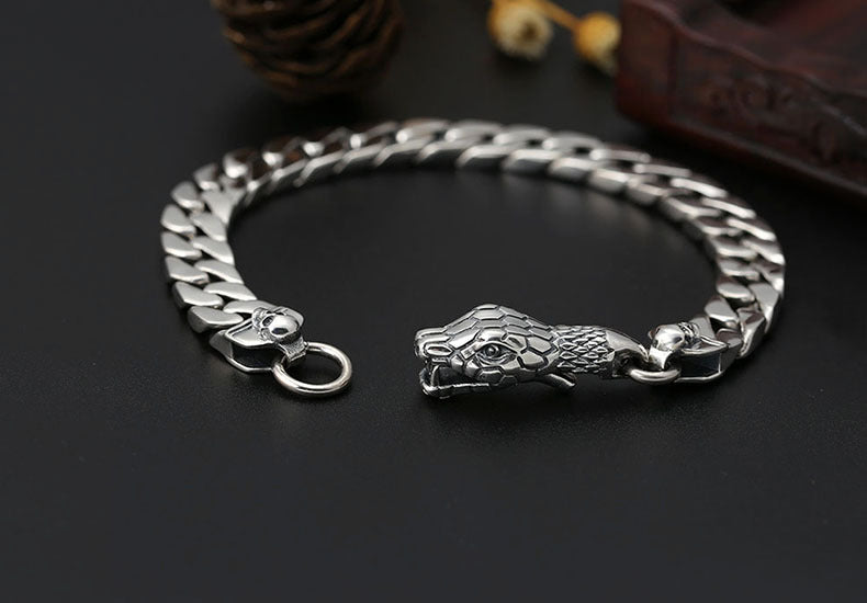 Bracelet Argent 925 Thaï — Tête de Serpent