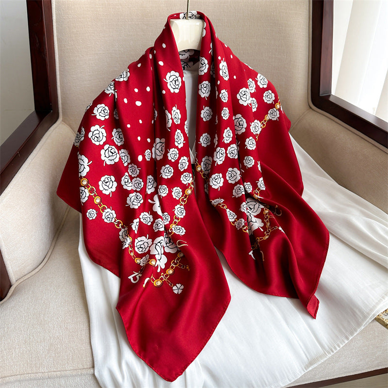 Foulard Carré Imprimé Style Thaï — 90x90cm — Doux, Léger & Élégant