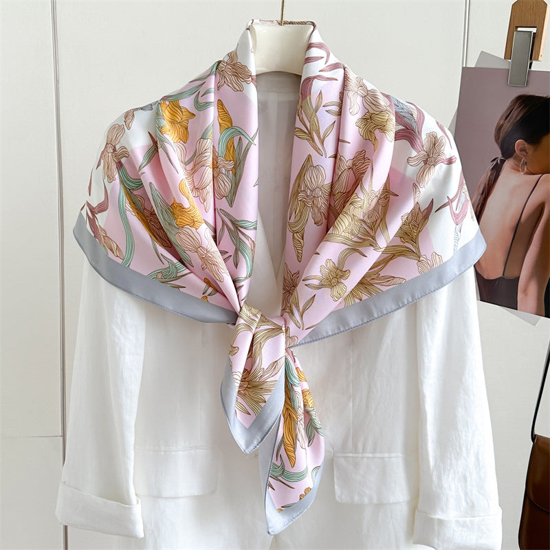 Foulard Carré Imprimé Style Thaï — 90x90cm — Doux, Léger & Élégant