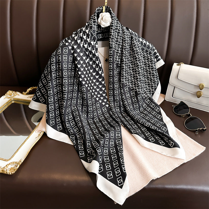 Foulard Carré Imprimé Style Thaï — 90x90cm — Doux, Léger & Élégant