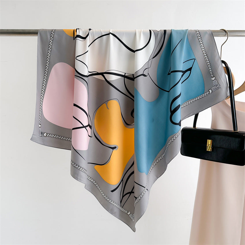 Foulard Carré Imprimé Style Thaï — 90x90cm — Doux, Léger & Élégant