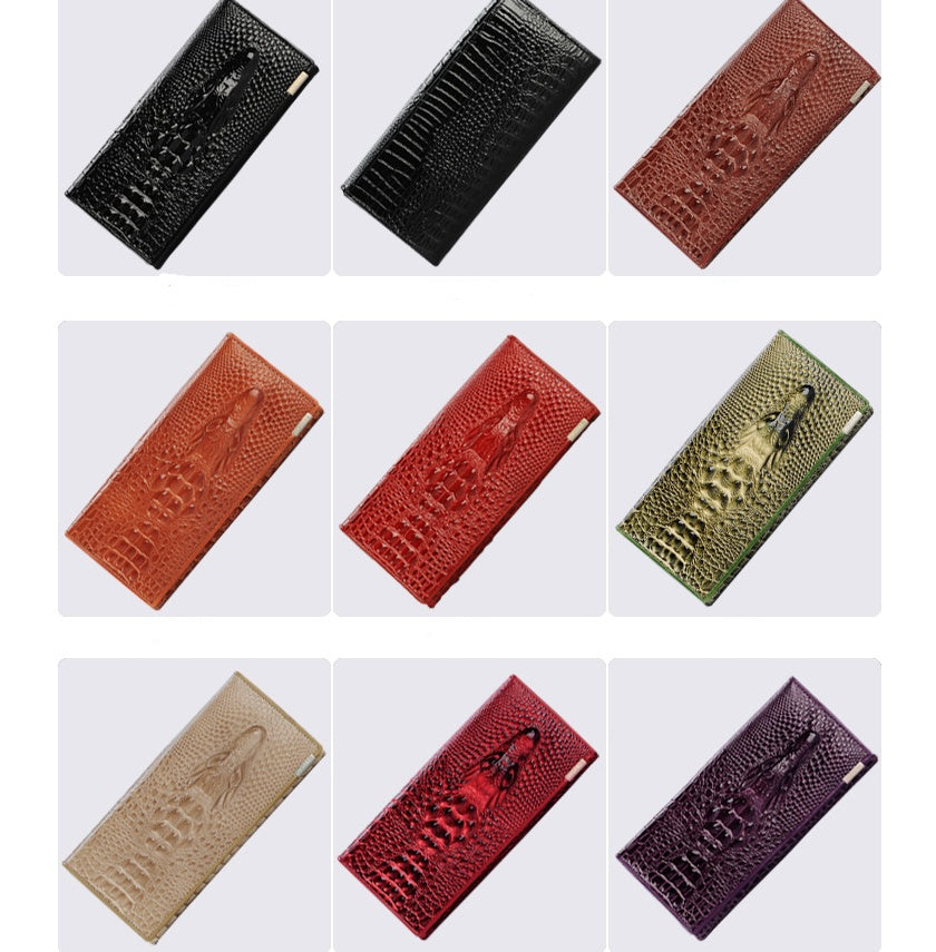 Portefeuille Long Cuir Véritable Femme — Zippé Grande Capacité — 4 Coloris