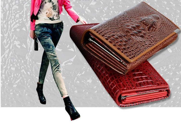 Portefeuille Long Cuir Véritable Femme — Zippé Grande Capacité — 4 Coloris