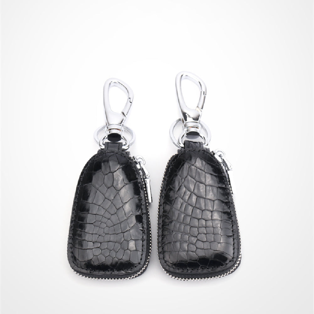 Porte-Clés Maison Cuir PU Texture Croco — Noir — Élégant & Pratique