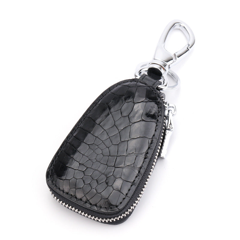 Porte-Clés Maison Cuir PU Texture Croco — Noir — Élégant & Pratique