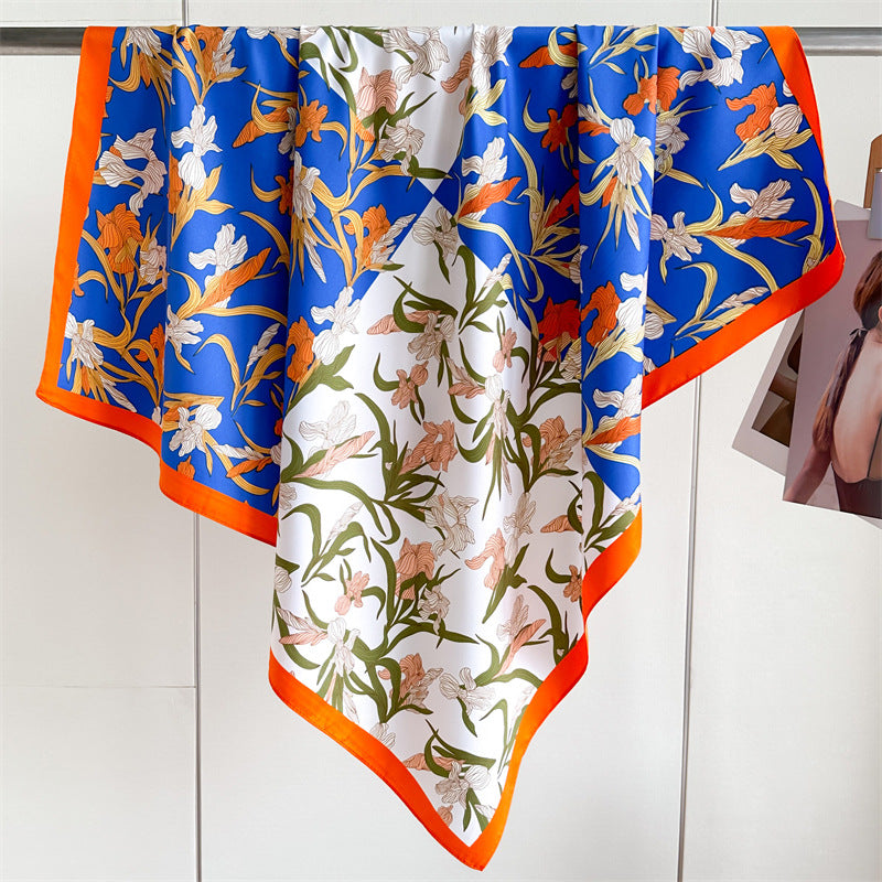 Foulard Carré Imprimé Style Thaï — 90x90cm — Doux, Léger & Élégant
