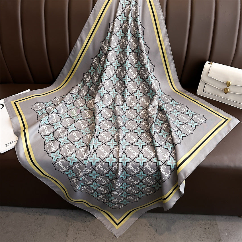 Foulard Carré Imprimé Style Thaï — 90x90cm — Doux, Léger & Élégant