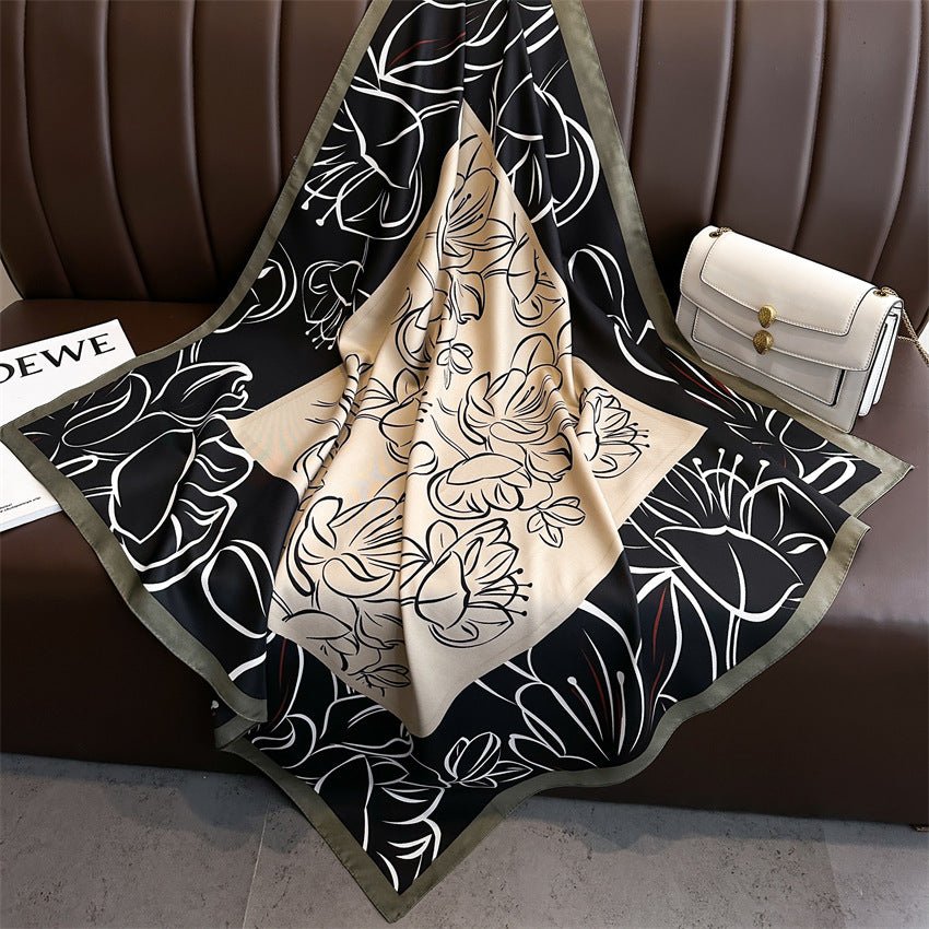 Foulard Carré Imprimé Style Thaï — 90x90cm — Doux, Léger & Élégant