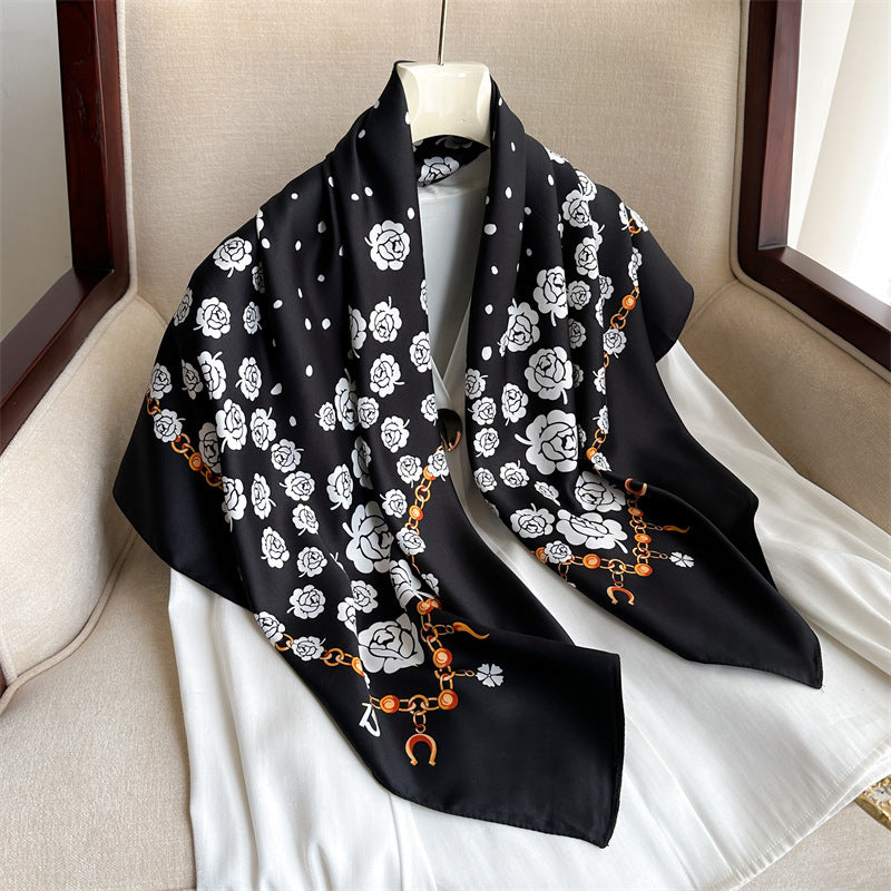 Foulard Carré Imprimé Style Thaï — 90x90cm — Doux, Léger & Élégant