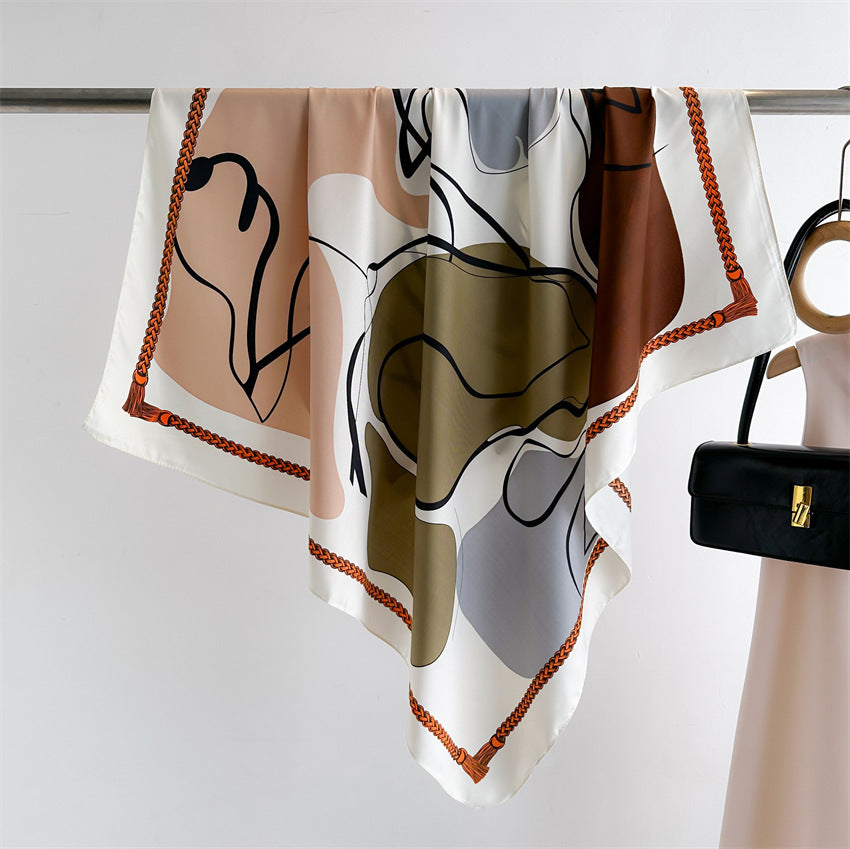 Foulard Carré Imprimé Style Thaï — 90x90cm — Doux, Léger & Élégant