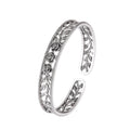 Bracelet Argent Thaï — Motif Rose & Feuilles Ajourées — Élégance Féminine