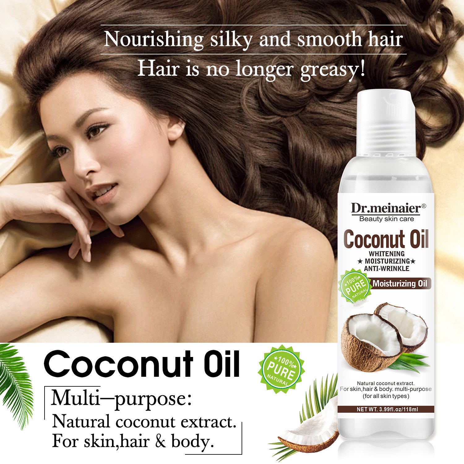 Huile de Noix de Coco Thaïe Pure — Soin Visage, Corps & Cheveux