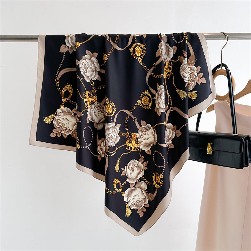 Foulard Carré Imprimé Style Thaï — 90x90cm — Doux, Léger & Élégant