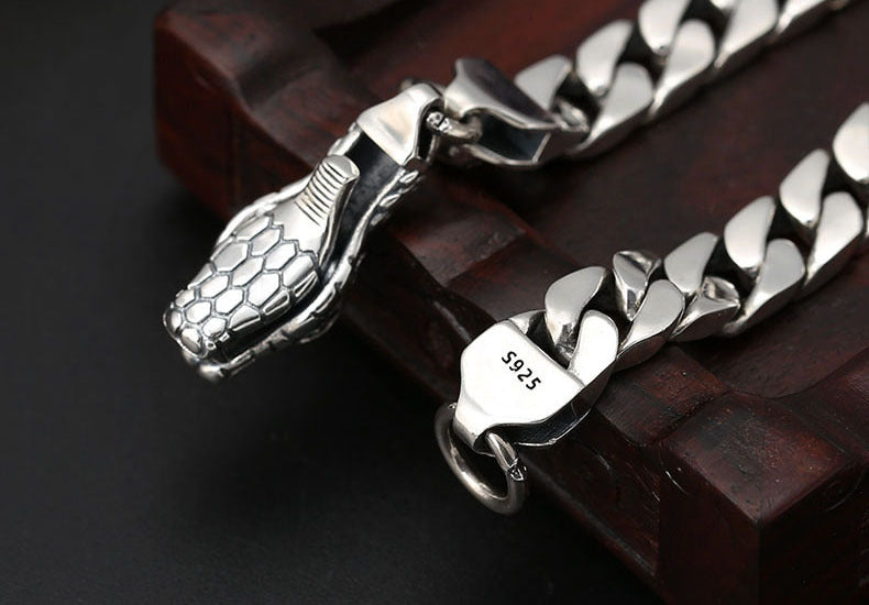 Bracelet Argent 925 Thaï — Tête de Serpent