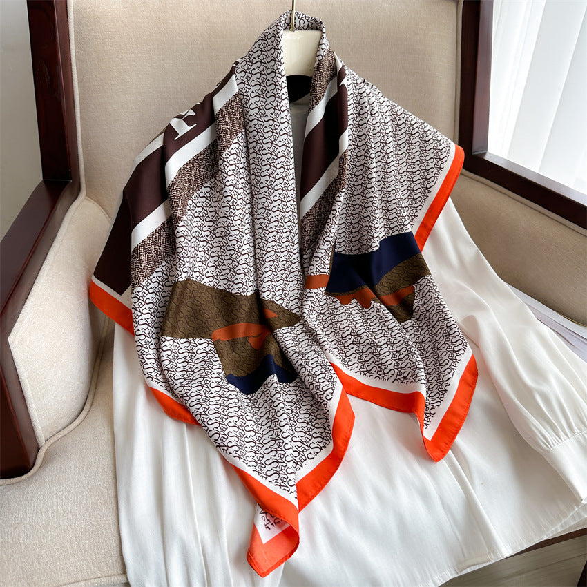 Foulard Carré Imprimé Style Thaï — 90x90cm — Doux, Léger & Élégant