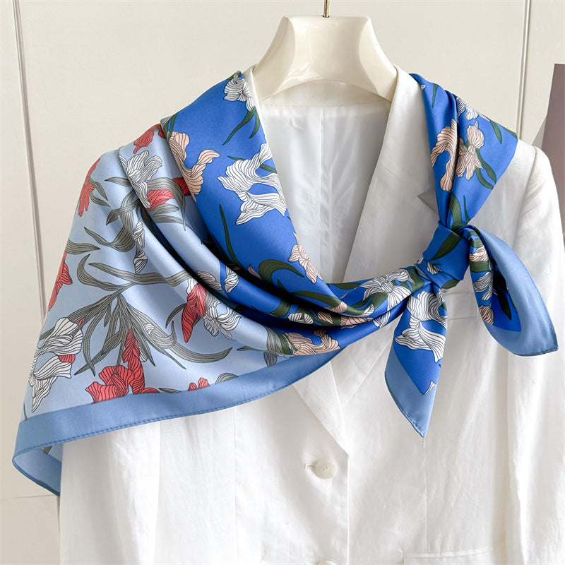 Foulard Carré Imprimé Style Thaï — 90x90cm — Doux, Léger & Élégant