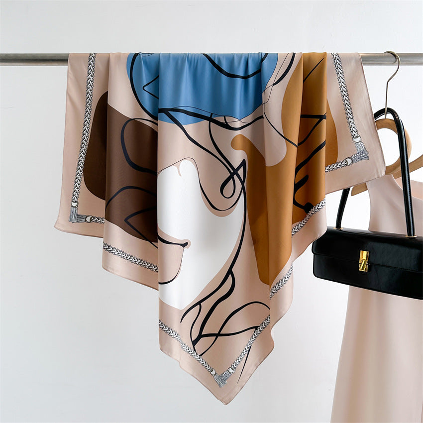 Foulard Carré Imprimé Style Thaï — 90x90cm — Doux, Léger & Élégant