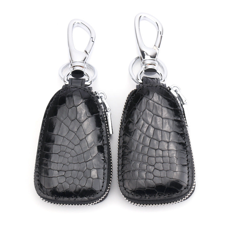 Porte-Clés Maison Cuir PU Texture Croco — Noir — Élégant & Pratique