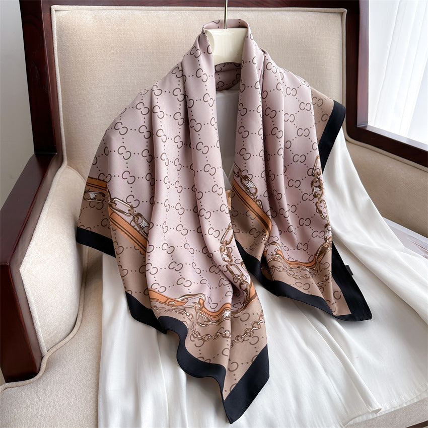 Foulard Carré Imprimé Style Thaï — 90x90cm — Doux, Léger & Élégant