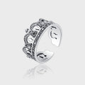 Bague Couronne Argent Massif 925 Thaï — Style Rétro Heavy Industry — Ajustable