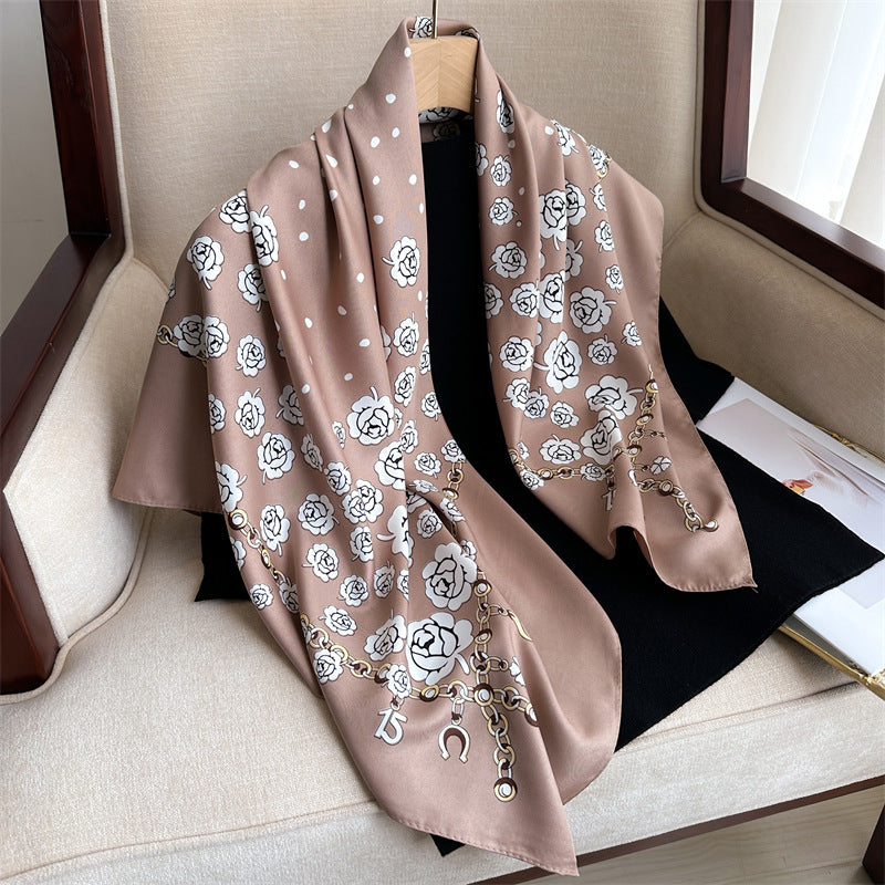 Foulard Carré Imprimé Style Thaï — 90x90cm — Doux, Léger & Élégant