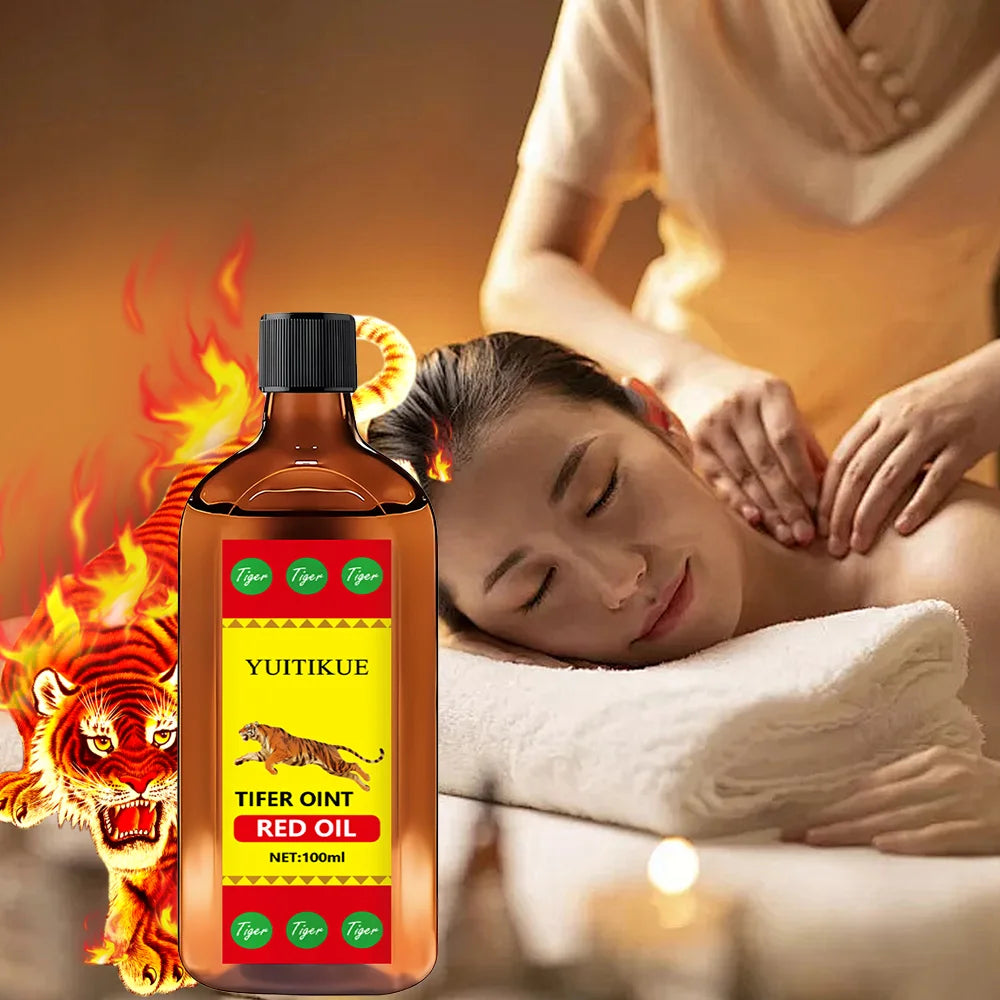 Huile de Massage Tiger Rouge — Formule Thaïlandaise — Muscles & Articulations — 100ml