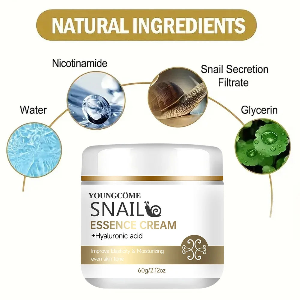 Crème Escargot Premium — Acide Hyaluronique & Rétinol — 30g, 60g & 100g