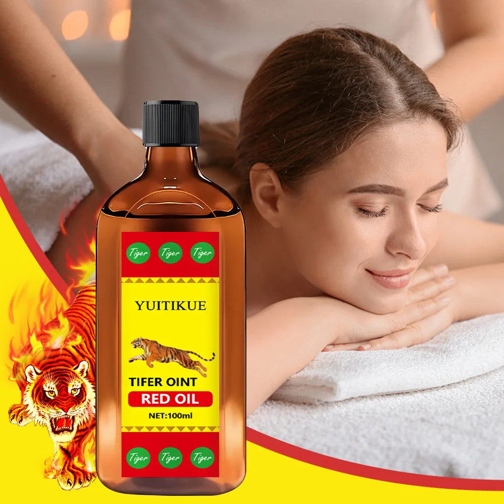Huile de Massage Tiger Rouge — Formule Thaïlandaise — Muscles & Articulations — 100ml