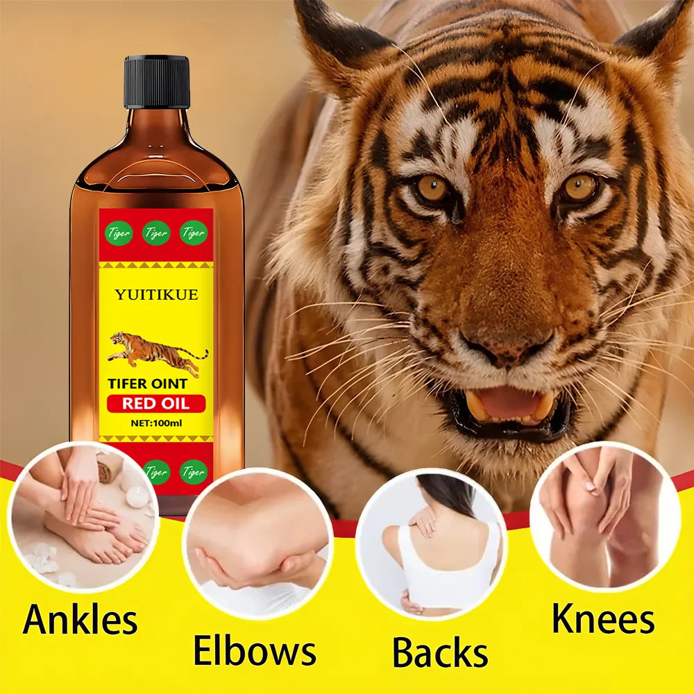 Huile de Massage Tiger Rouge — Formule Thaïlandaise — Muscles & Articulations — 100ml