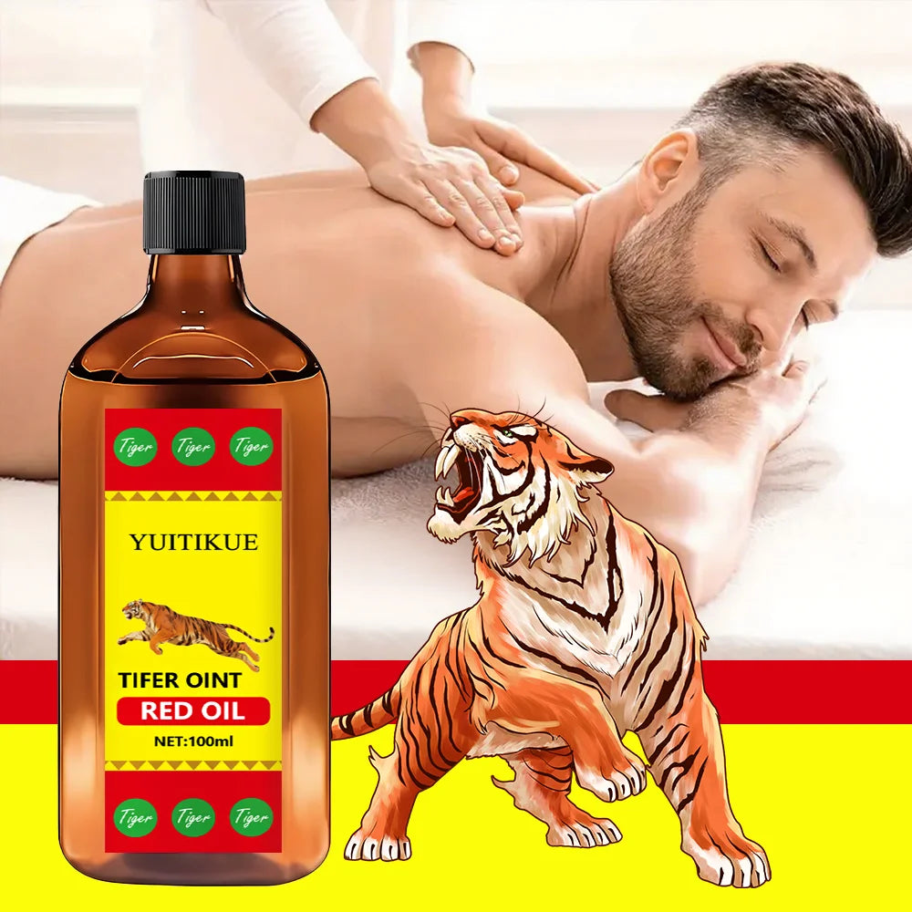 Huile de Massage Tiger Rouge — Formule Thaïlandaise — Muscles & Articulations — 100ml
