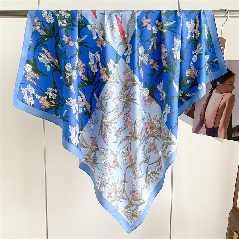 Foulard Carré Imprimé Style Thaï — 90x90cm — Doux, Léger & Élégant