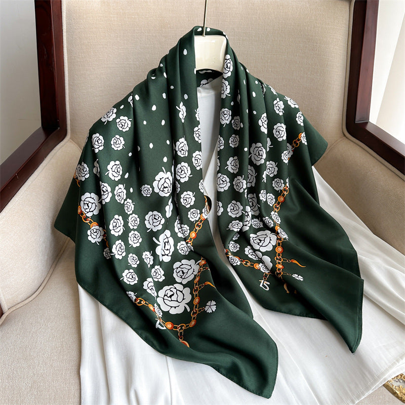 Foulard Carré Imprimé Style Thaï — 90x90cm — Doux, Léger & Élégant