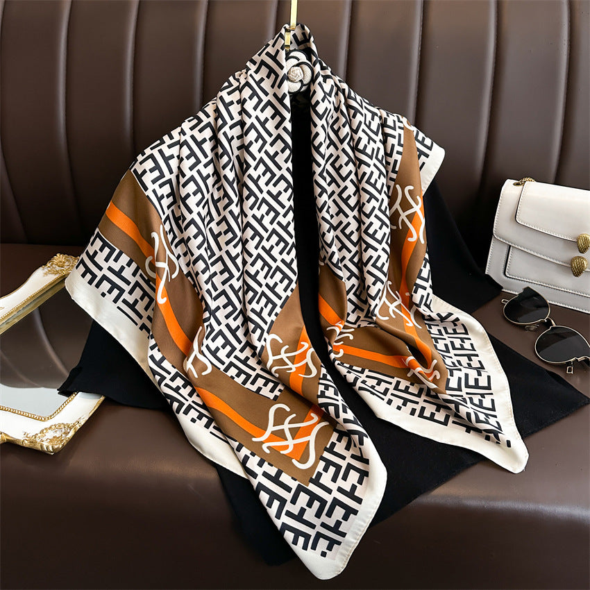 Foulard Carré Imprimé Style Thaï — 90x90cm — Doux, Léger & Élégant