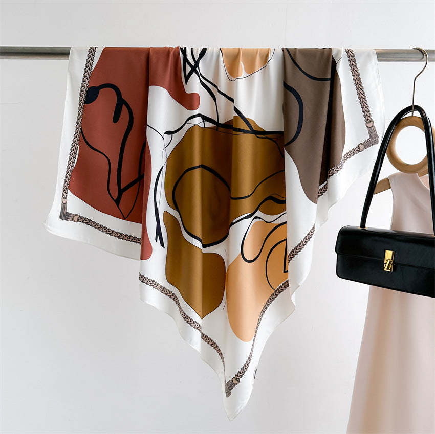 Foulard Carré Imprimé Style Thaï — 90x90cm — Doux, Léger & Élégant