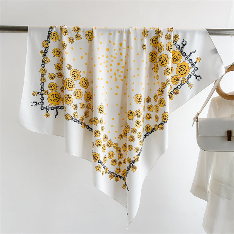 Foulard Carré Imprimé Style Thaï — 90x90cm — Doux, Léger & Élégant