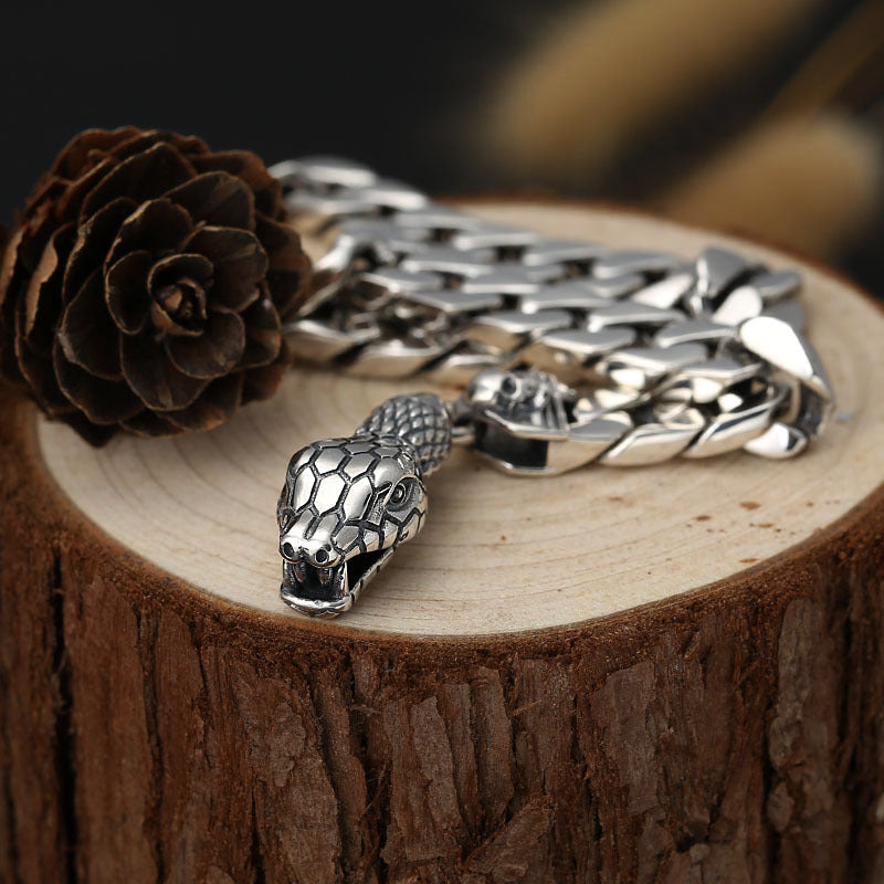 Bracelet Argent 925 Thaï — Tête de Serpent