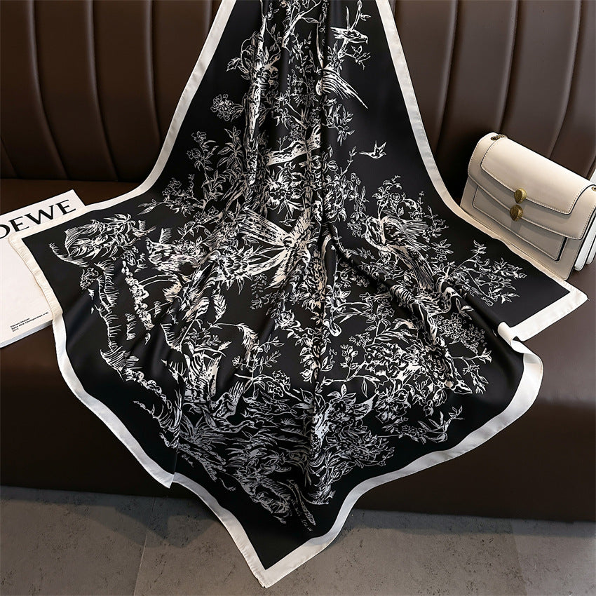 Foulard Carré Imprimé Style Thaï — 90x90cm — Doux, Léger & Élégant