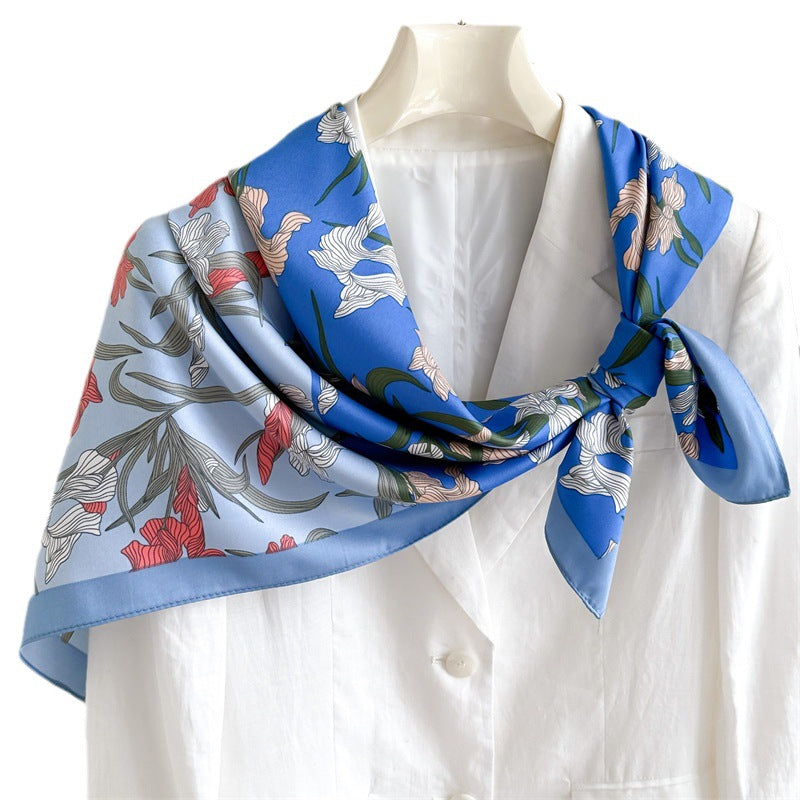 Foulard Carré Imprimé Style Thaï — 90x90cm — Doux, Léger & Élégant