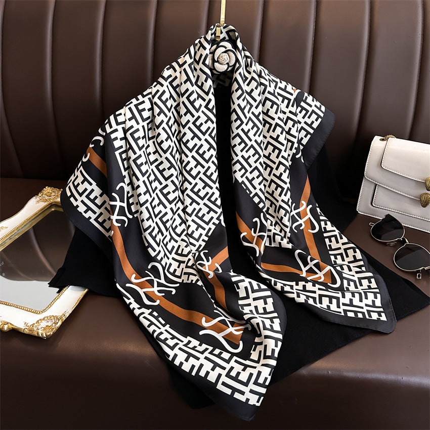 Foulard Carré Imprimé Style Thaï — 90x90cm — Doux, Léger & Élégant