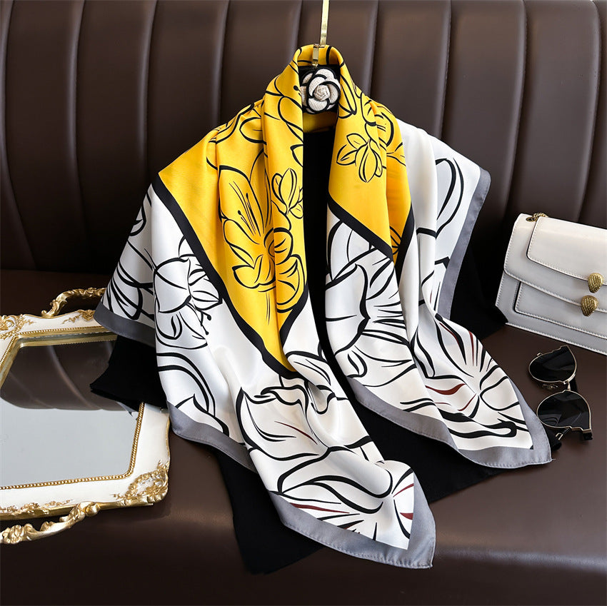 Foulard Carré Imprimé Style Thaï — 90x90cm — Doux, Léger & Élégant