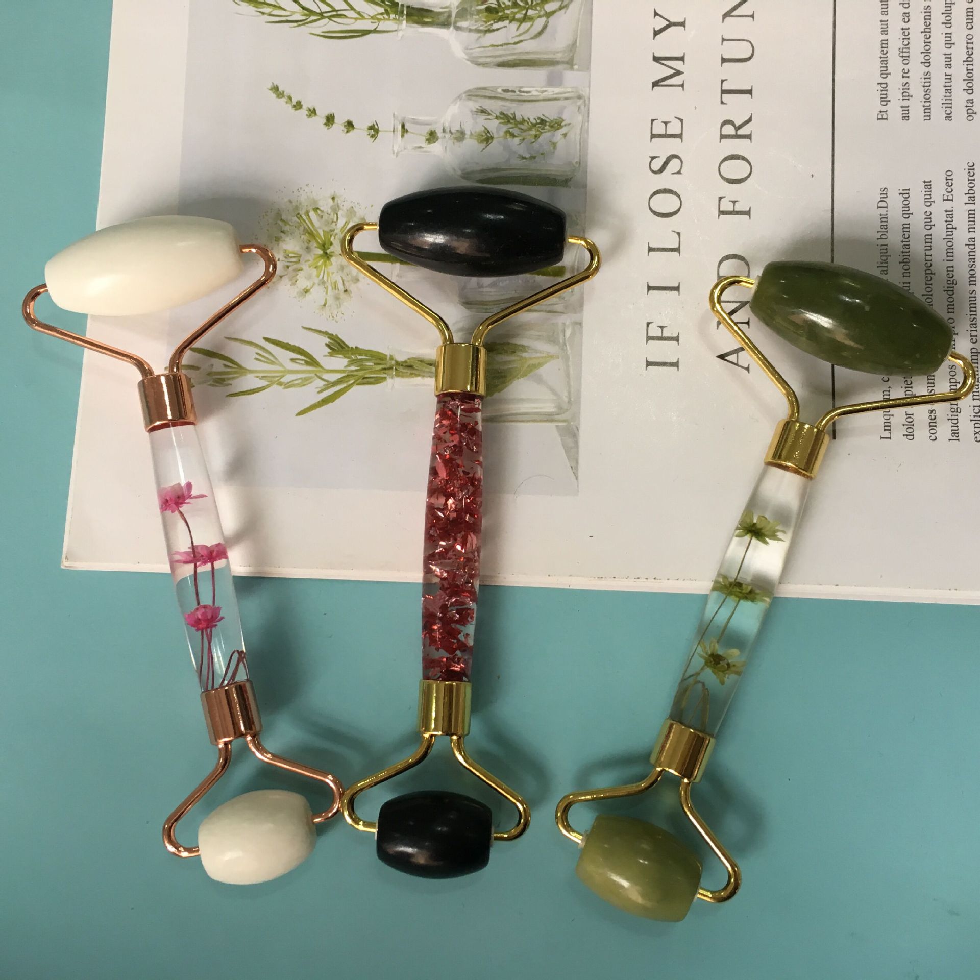 Rouleau Masseur Visage Double Effet Jade — Ritual Beauté Asiatique — 3 Coloris